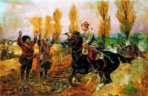 Epizod Z Wojny Polsko-rosyjskiej Oil Painting - Woiciech (Aldabert) Ritter von Kossak