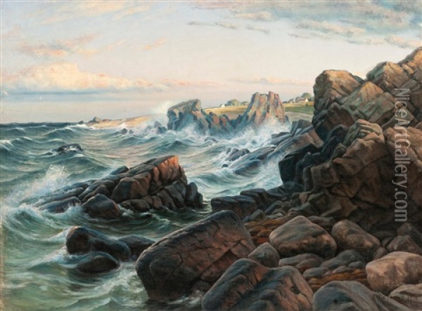 Rocks On The Shore Oil Painting - Felix Frang-Pahlama