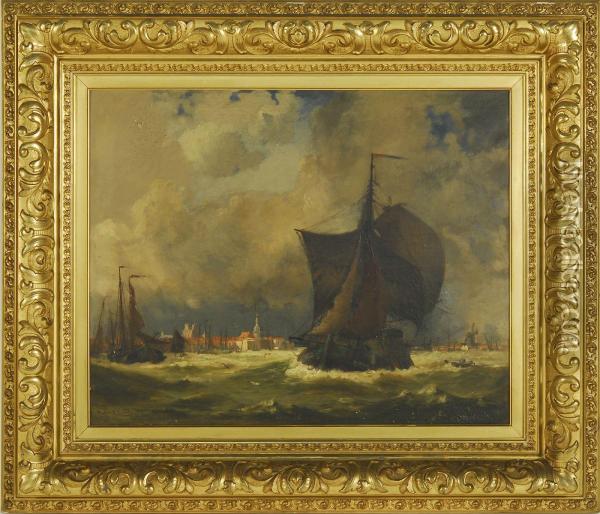A Squally Day ... Holland Oil Painting - Walter Franklin Lansil