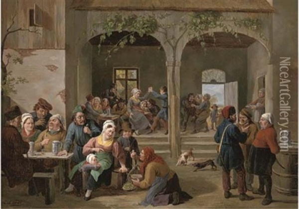Merrymaking In A Tavern Oil Painting - Constantinus-Fidelio Coene