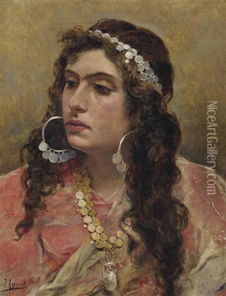 A Gypsy Lady Oil Painting - Joaquin Agrasot y Juan