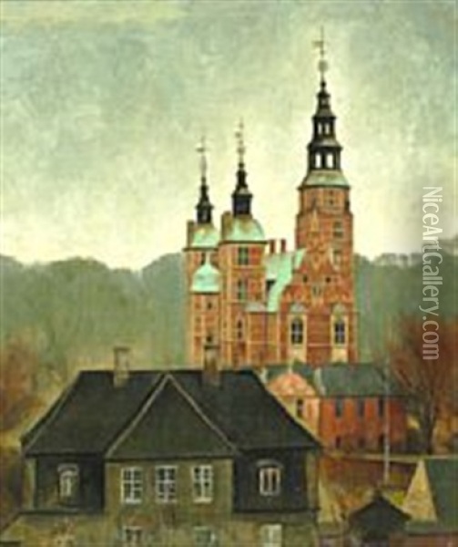 View Of Rosenborg Castle In Copenhagen Oil Painting - Svend Hammershoi