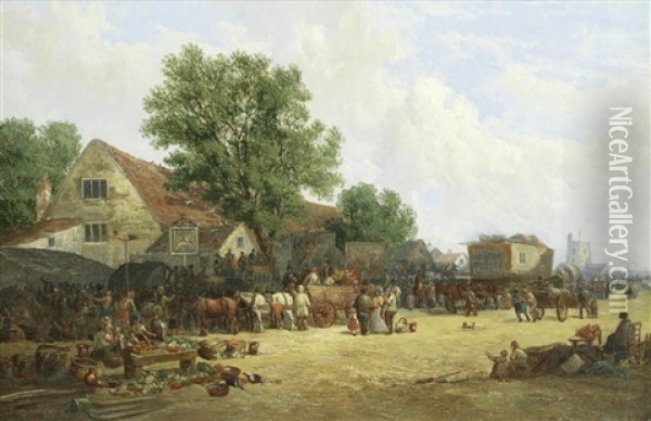 The Village Fair; A Pair Oil Painting - James Holland