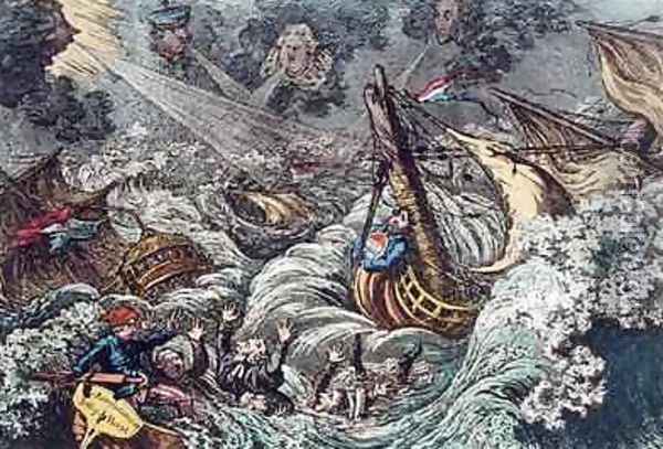 End of the Irish Invasion or The Destruction of the French Armada Oil Painting - James Gillray