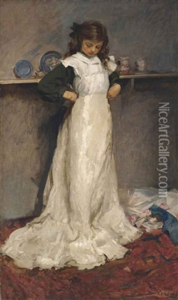 The New Dress Oil Painting - Algernon Phillips Withiel Thomas
