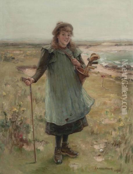 The Young Golfer Oil Painting - Thomas Bromley Blacklock