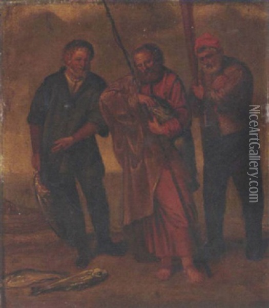 Saint Pierre Trouvant Dans La Gueule D'un Poisson L'argent Du Tribut Oil Painting - Arent (Cabel) Arentsz