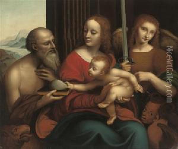 Madonna And Child With Saint Jerome And Saint Michael Oil Painting - Giampietrino