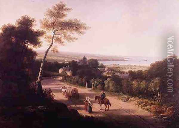 Landscape with peasants near Naples Oil Painting - Thomas Christopher Hofland