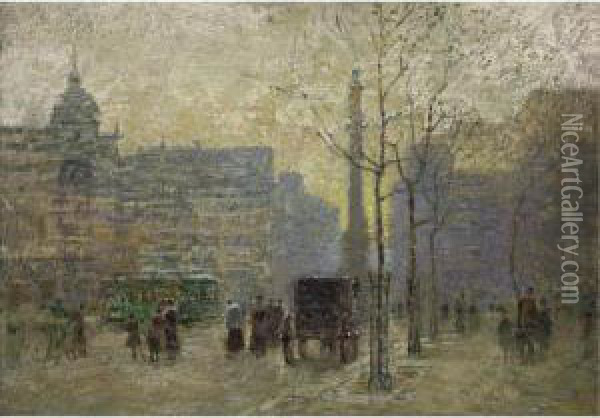 View Of New York At 59th Street Oil Painting - Paul Cornoyer