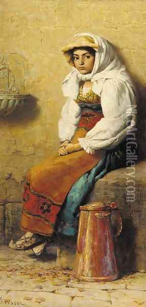 An Italian peasant girl Oil Painting - Arthur Wasse