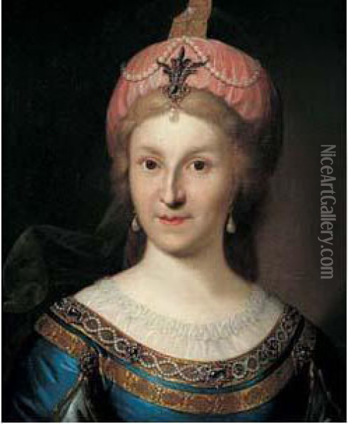 Portrait Presume De Maria Fedorovna Oil Painting - Johann Hieronymus Loschenkohl