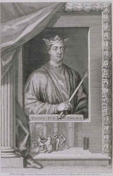 Henry II 1133-89 King of England from 1154, from the effigy on his monument at Fontevrault in Anjou, engraved by the artist Oil Painting - George Vertue