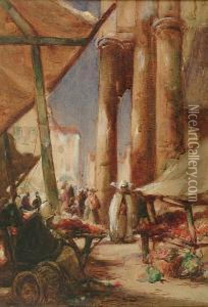 Market Scene Oil Painting - Thomas William Morley