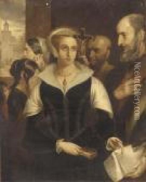 Mary Queen Of Scots Accepting Her Death Warrant At Fotheringay Castle Oil Painting - Alfred Elmore