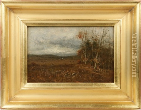 A Tonalist Autumn Landscape Oil Painting - Joseph H. Greenwood