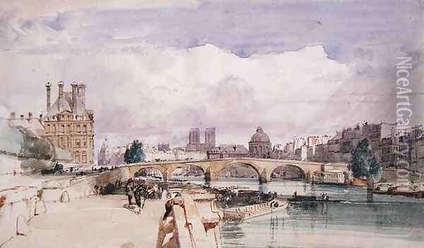 Le Pont Royal, Paris, c.1828 Oil Painting - Thomas Shotter Boys