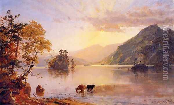 Lake George: Sun Behind a Cloud Oil Painting - Jasper Francis Cropsey