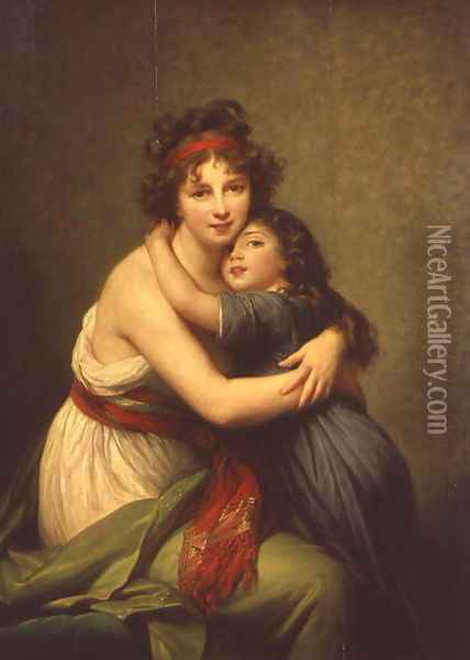 Madame Vigee-Lebrun and her Daughter, Jeanne-Lucie-Louise 1780-1819 1789 2 Oil Painting - Elisabeth Vigee-Lebrun