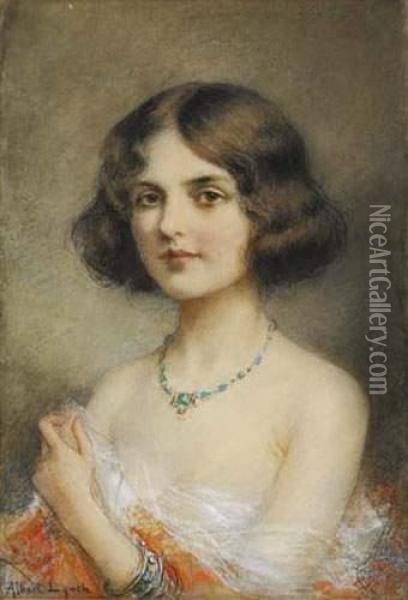Jeune Femme Au Collier D'emeraudes Oil Painting - Albert Lynch