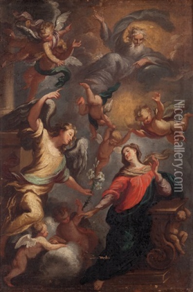 Annunciazione Oil Painting - Giovanni Andrea Carlone
