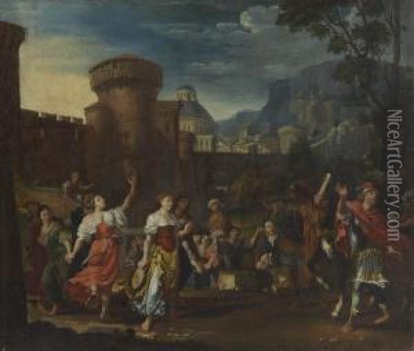 Jephte Erblickt Seine Tochter Oil Painting - Johann Heiss