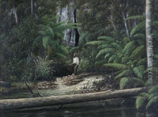 Forest Fisherman Oil Painting - Alfred William Eustace