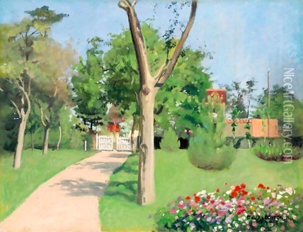 The Garden, Sun And Flowers, 1904 Oil Painting - Felix Edouard Vallotton
