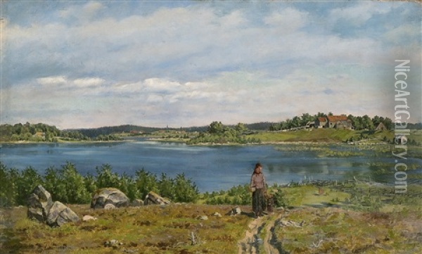 Fra Vandsjo Ved Moss Oil Painting - Jorgen Sorensen