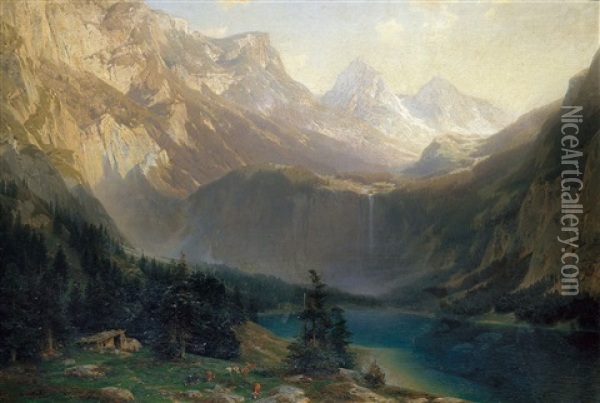 Hochgebirgslandschaft Mit Einem Bergsee Oil Painting - Otto von Kameke