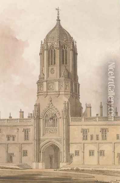 The Great West Entrance to Christ Church from the Quadrangle, Oxford Oil Painting - John Chessell Buckler
