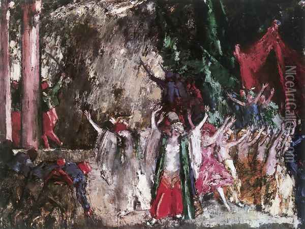 Theatrical Scene Finale 1923 Oil Painting - Janos Vaszary