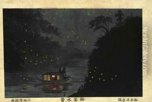 Fireflies at Ocha-no-mizu (Ocha-no-mizu hotaru) Oil Painting - Kobayashi Kiyochika