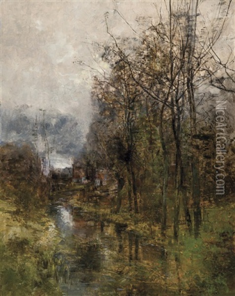 Environs De Gand (1887) Oil Painting - Gustave Den Duyts