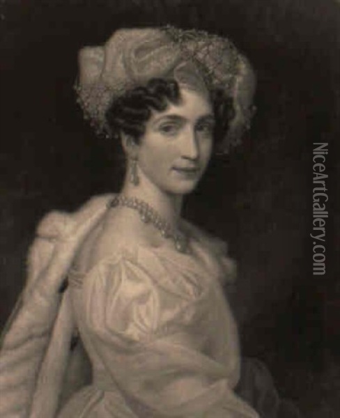 Portrait De La Duchesse De Berry Portant Un Turban Oil Painting - Louis Hersent
