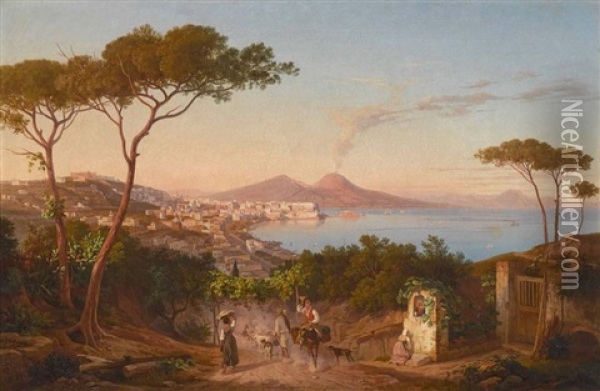 Blick Auf Die Bucht Von Neapel Oil Painting - Carl (Karl) Wilhelm Goetzloff