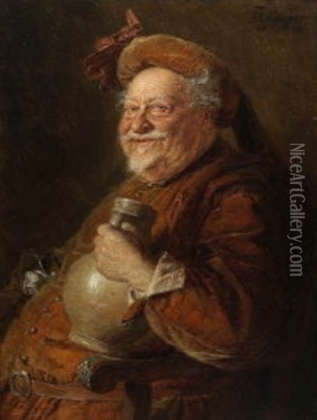 Falstaff Mit Weinkrug Oil Painting - Eduard von Gruetzner