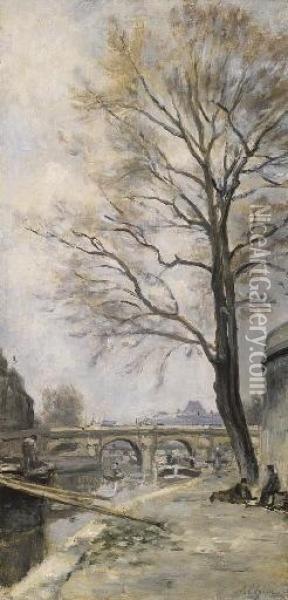 Le Petit Bras De Seine Au Pont Neuf Oil Painting - Stanislas Lepine