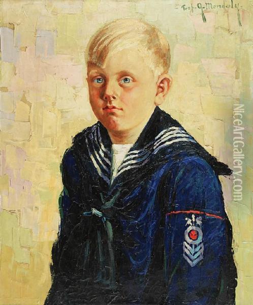 Chlopczyk W Marynarskim Ubranku Oil Painting - Grzegorz Steffanow Mendoly