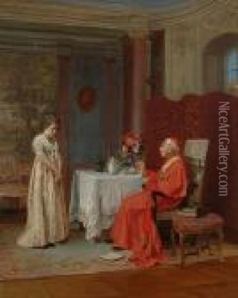 The Cardinal's Warning Oil Painting - Victor Marais-Milton