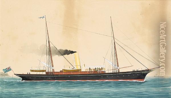The Steam Yacht Laranda At Sea Oil Painting - Antonio Luzzo
