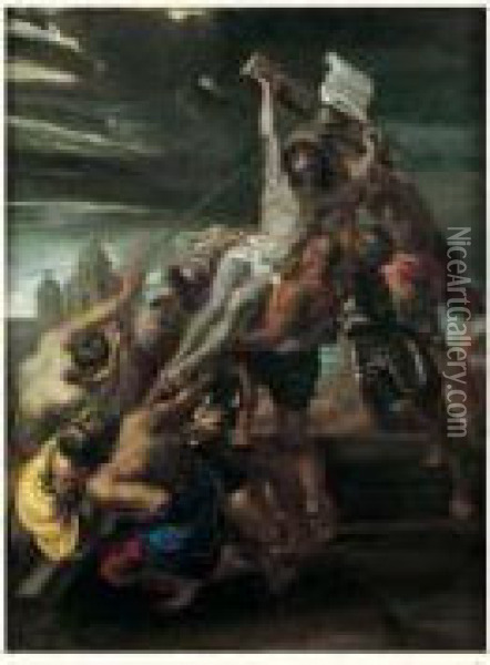 L'erection De La Croix Oil Painting - Cornelis I Schut