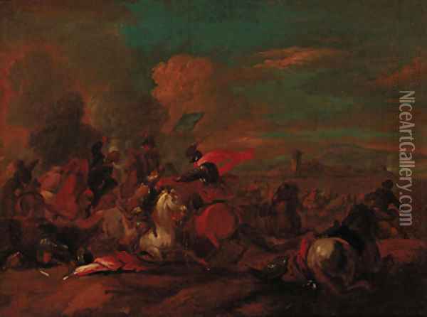A cavalry engagement 3 Oil Painting - Jacques Courtois