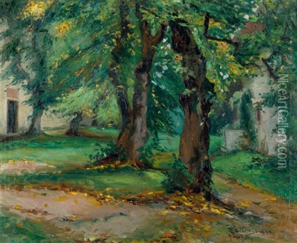 Herbstliche Baume Im Garten Oil Painting - Rela Hoenigsmann