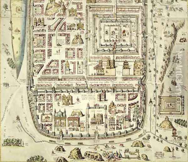 Map of Jerusalem and the surrounding area from Civitates Orbis Terrarum Oil Painting - Joris Hoefnagel