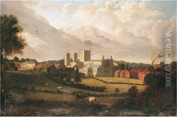 A View Of Southwell Cathedral From The South East Oil Painting - Nicholson, F.