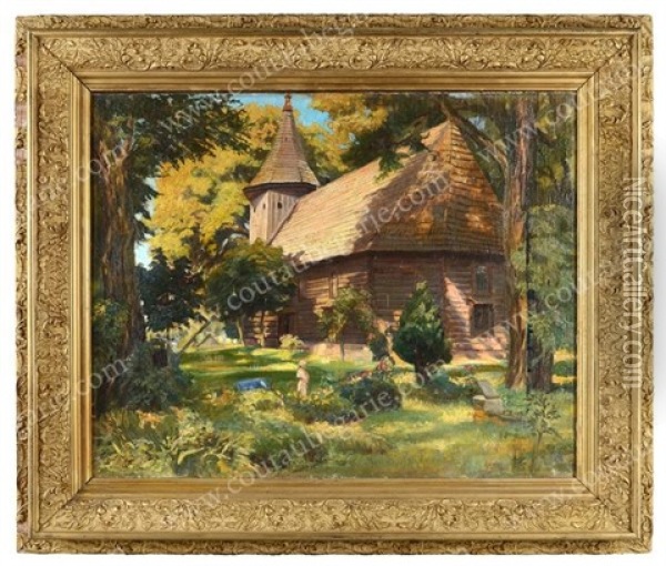 Eglise Russe En Foret Oil Painting - Mikhail Ivanovich Lebedev