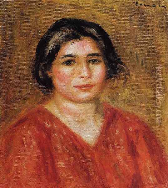 Gabrielle In A Red Blouse Oil Painting - Pierre Auguste Renoir