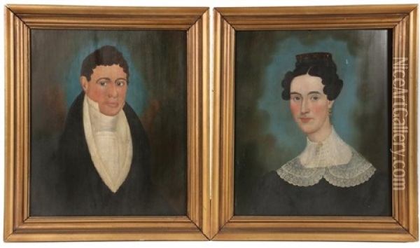 Naive Portraits Of Mr. And Mrs. Ellison Oil Painting - E.E. Finch