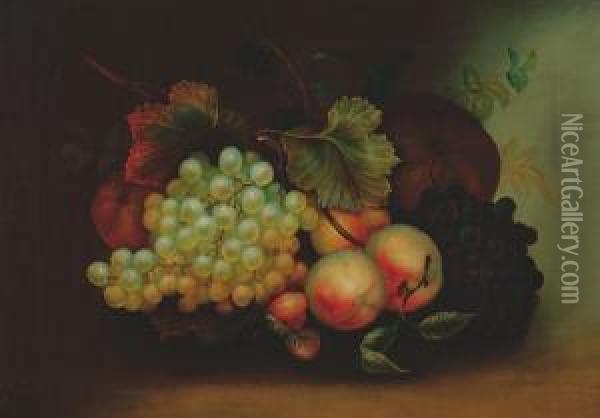 Still Life Of Grapes, Apples And Other Fruit Oil Painting - Edwin Steele